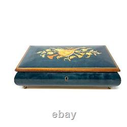 Vintage REUGE Italian Burl Wood Inlay Music Box 5.5x10.5x2