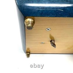 Vintage REUGE Italian Burl Wood Inlay Music Box 5.5x10.5x2