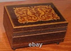 Vintage REUGE MUSIC BOX, inlaid wood, plays Romeo and Juliet, working, 4x3x2