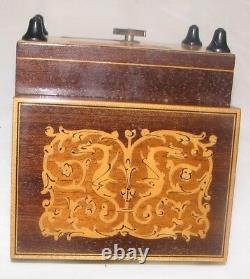 Vintage REUGE MUSIC BOX, inlaid wood, plays Romeo and Juliet, working, 4x3x2