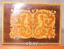 Vintage REUGE MUSIC BOX, inlaid wood, plays Romeo and Juliet, working, 4x3x2