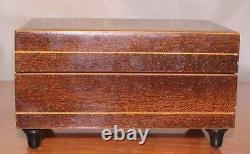 Vintage REUGE MUSIC BOX, inlaid wood, plays Romeo and Juliet, working, 4x3x2