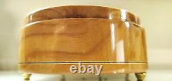 Vintage REUGE SWISS MUSIC Sunrise Sunset ITALY Wood Inlaid oval Jewelry BOX 9.2