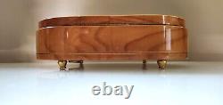 Vintage REUGE SWISS MUSIC Sunrise Sunset ITALY Wood Inlaid oval Jewelry BOX 9.2