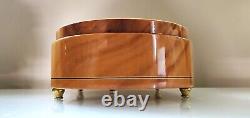 Vintage REUGE SWISS MUSIC Sunrise Sunset ITALY Wood Inlaid oval Jewelry BOX 9.2