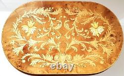 Vintage REUGE SWISS MUSIC Sunrise Sunset ITALY Wood Inlaid oval Jewelry BOX 9.2