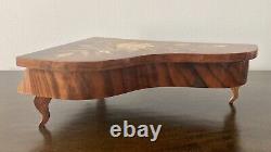 Vintage Reuge Grand Piano Wood Floral Inlay Music Jewelry Box Italy'Lady