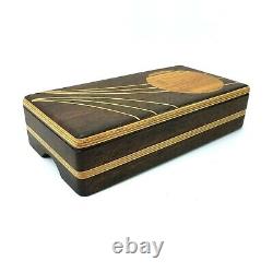 Vintage Reuge Handmade Modern Music Jewelry Box Paganini Theme Inlaid Zebra Wood