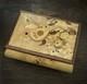 Vintage Reuge Inlaid Wood Italy Music Jewelry Box Red Sleeves Works