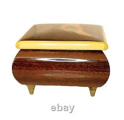Vintage Reuge Inlaid Wood MUSIC Box Swiss Musical Movement Song Of Weggis