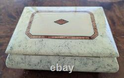 Vintage Reuge Inlay Wood Jewelry Music Box Italy Swiss Movement
