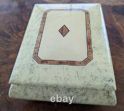 Vintage Reuge Inlay Wood Jewelry Music Box Italy Swiss Movement