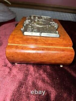 Vintage Reuge Italian Burl Wood Jewelry Music Box/with Ballerina Rare