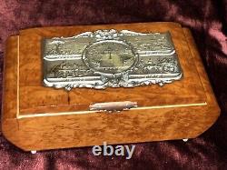 Vintage Reuge Italian Burl Wood Jewelry Music Box/with Ballerina Rare