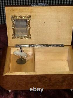 Vintage Reuge Italian Burl Wood Jewelry Music Box/with Ballerina Rare