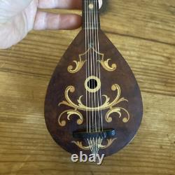 Vintage Reuge Mandolin Instrument Inlaid Wood Swiss Music Box