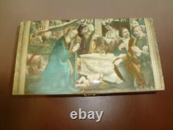 Vintage Reuge Music Box 72 / 3 Plays Ave Maria With Nativity Scene Wooden Case