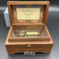 Vintage Reuge Music Box Frederic Chopin Tristesse 36 Note Koa Wood Switzerland