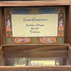 Vintage Reuge Music Box Frederic Chopin Tristesse 36 Note Koa Wood Switzerland