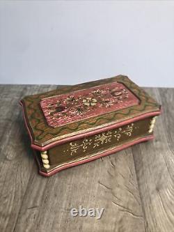 Vintage Reuge Music Box Wood Floral Design Plays Try To Remember D2