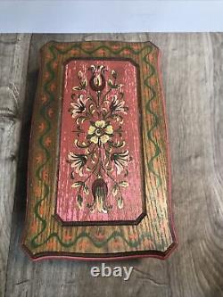 Vintage Reuge Music Box Wood Floral Design Plays Try To Remember D2