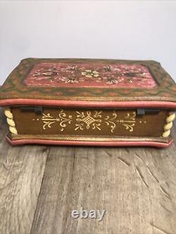 Vintage Reuge Music Box Wood Floral Design Plays Try To Remember D2