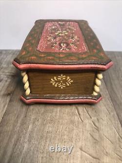 Vintage Reuge Music Box Wood Floral Design Plays Try To Remember D2