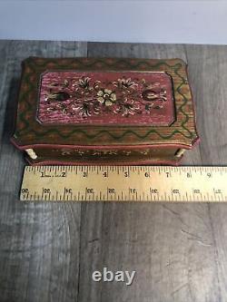 Vintage Reuge Music Box Wood Floral Design Plays Try To Remember D2