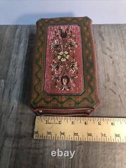 Vintage Reuge Music Box Wood Floral Design Plays Try To Remember D2