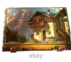 Vintage Reuge Musical Jewellery Box Rottenberg Wooden Auf Wiederseh'n Swiss Alps