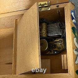 Vintage Reuge Musical Jewellery Box Rottenberg Wooden Auf Wiederseh'n Swiss Alps