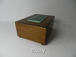 Vintage Reuge Saint Croix Lucky Day Music Box Ceramic Applique Plays Strauss