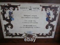 Vintage Reuge Sainte Croix Large Burl Wood Disc Music Box With 6 Songs! Plays