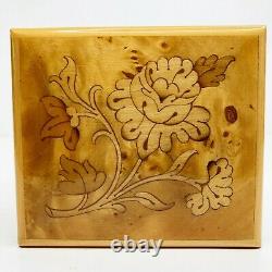 Vintage Reuge Sorrento Inlaid Music Box Italy Floral Camelot Swiss Movement