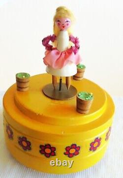 Vintage Reuge Steinbach Dancing Doll Wood Music Box Swedish Rhapsody Swiss WORKS