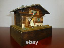 Vintage Reuge Swiss Yodel Wood Chalet Dancing Ballerina Music Box (watch Video)