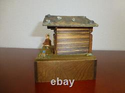 Vintage Reuge Swiss Yodel Wood Chalet Dancing Ballerina Music Box (watch Video)