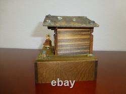 Vintage Reuge Swiss Yodel Wood Chalet Dancing Ballerina Music Box (watch Video)