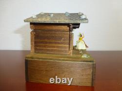 Vintage Reuge Swiss Yodel Wood Chalet Dancing Ballerina Music Box (watch Video)