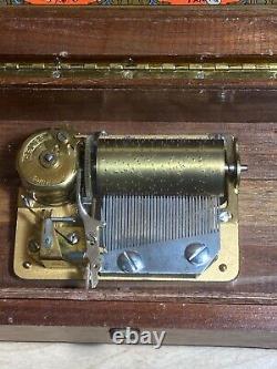 Vintage Reuge mechanical 2/36 wood cased music box Lara's Theme Edelweiss