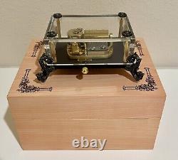 Vintage Rhymes Romance Crystal Glass 30 Note Music Box with original wooden case