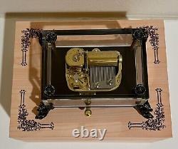 Vintage Rhymes Romance Crystal Glass 30 Note Music Box with original wooden case