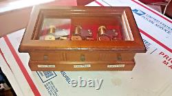 Vintage SANKYO 3 SONG MUSIC BOX Lovely Solid Wood With GlassTop