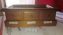 Vintage SANKYO 3 SONG MUSIC BOX Lovely Solid Wood With GlassTop