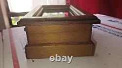 Vintage SANKYO 3 SONG MUSIC BOX Lovely Solid Wood With GlassTop