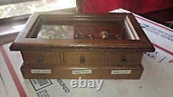 Vintage SANKYO 3 SONG MUSIC BOX Lovely Solid Wood With GlassTop