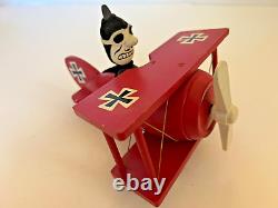 Vintage Schmid 1968 Snoopy's The Red Baron Biplane Wooden Music Box Figurine