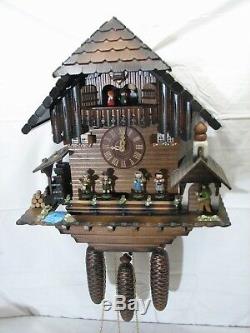 Vintage Schneider Black Forest Wood German Cuckoo Clock Mill Music Box Animated