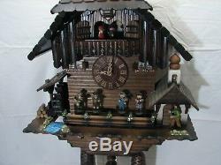 Vintage Schneider Black Forest Wood German Cuckoo Clock Mill Music Box Animated