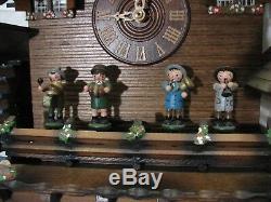 Vintage Schneider Black Forest Wood German Cuckoo Clock Mill Music Box Animated